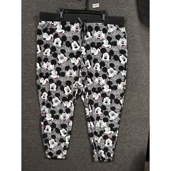 Disney Other - Disney Mickey Mouse Sleepwear Pants Womens Size 2X Black Gray Drawstring Comfy
